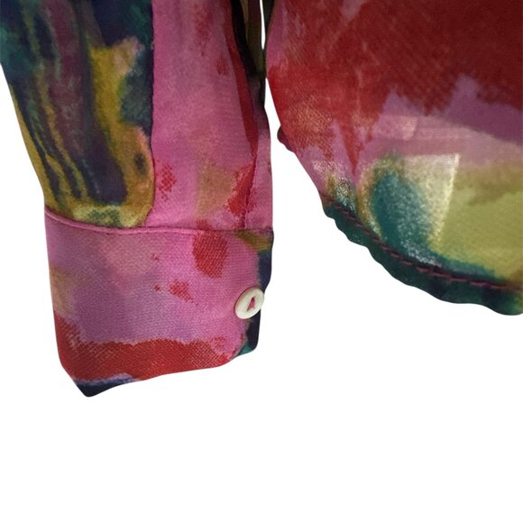 W118 by Walter Baker XSmall Multicolor Floral Sheer Button Long Sleeve Blouse - Picture 3 of 6